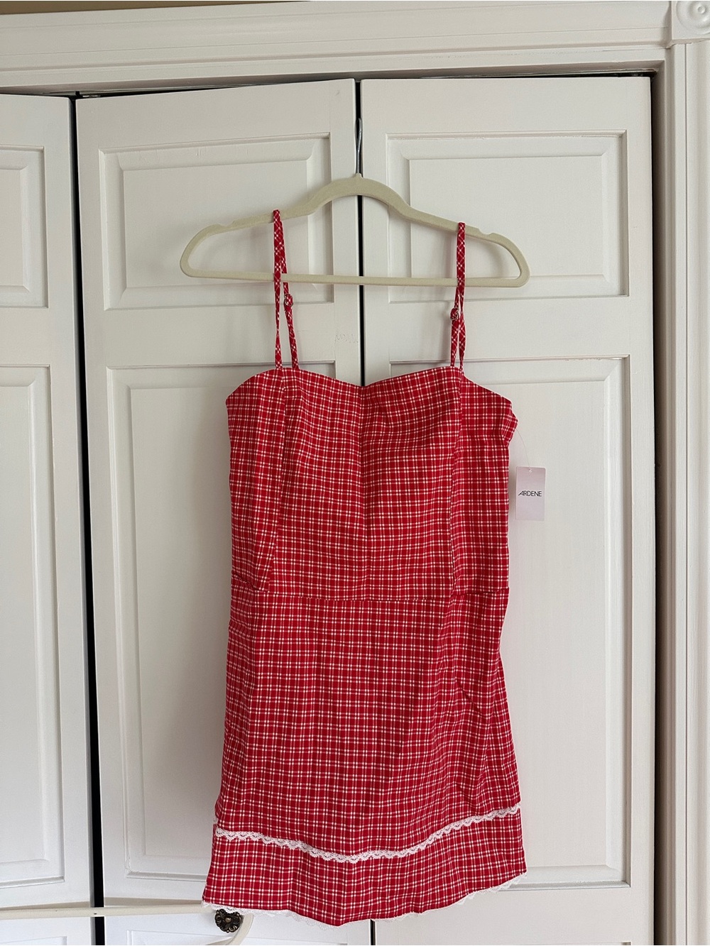 Ardene Red Plaid Spaghetti Strap Camisole Dress